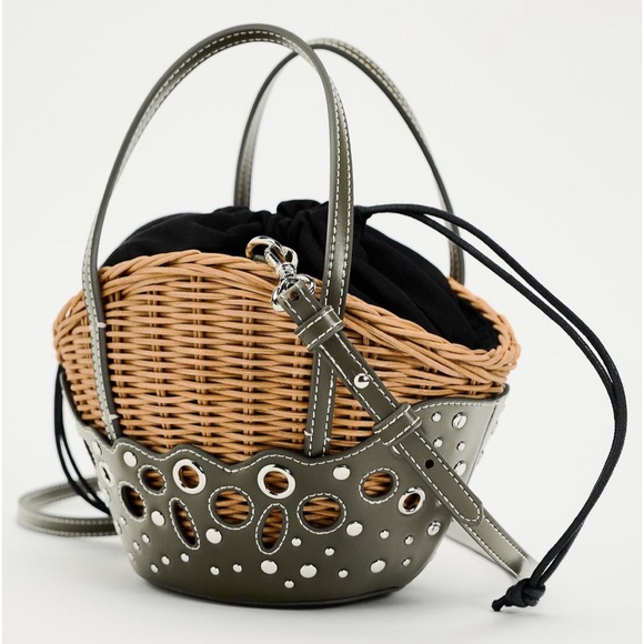 Zara Handbags - Zara woven basket bag rattan leather, metal details